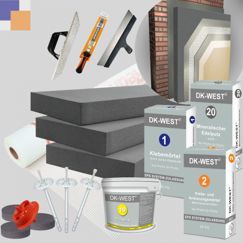 Produktbild: Fassadendämmung als Komplettpaket / XXL-Paket. WDVS Produkte zusammengefasst zu einem Komplettset - Dämmplatte EPS 031/032 mir NEOPOR