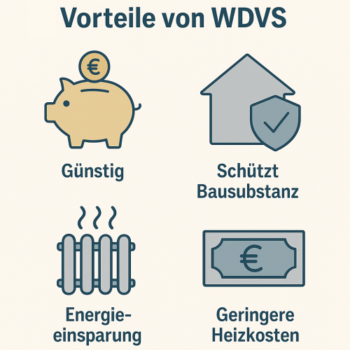 Grafische Übersicht der Vorteile eines WDVS